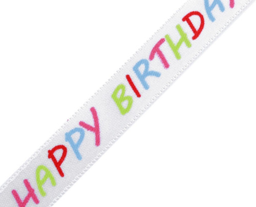 Saténová stuha Happy Birthday šíře 14 mm (1m)