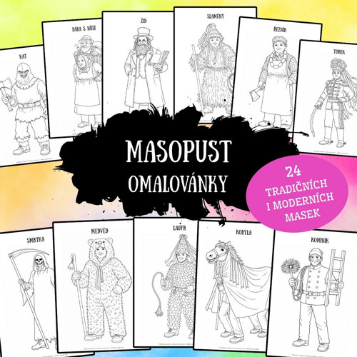 Masopust - omalovánky (PDF k tisku)