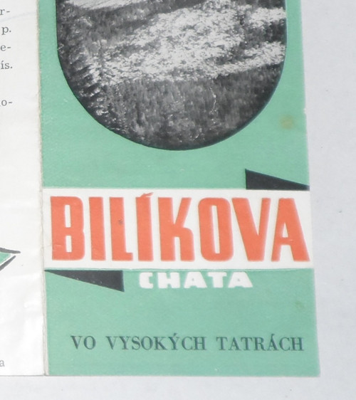 LETÁK • Bilíkova chata vo Vysokých Tatrách, 1957