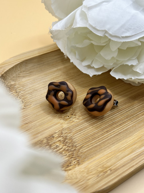 Náušnice Donut čoko-karamel