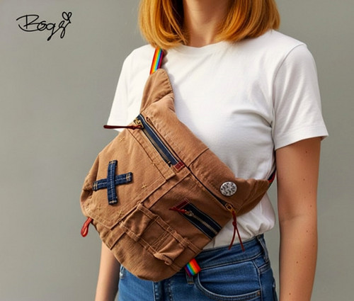 Plátěná hnědá unisex recy ledvinka 977/5