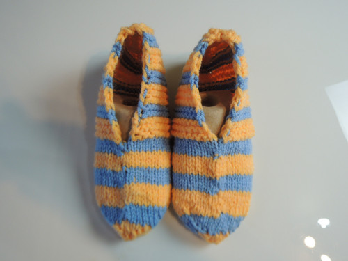 Pletené papuče č. 40-41 oranžovo-modré