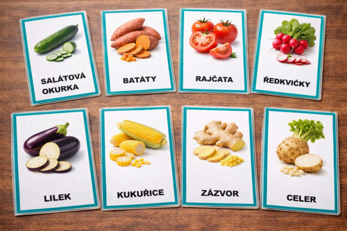 Kartičky se zeleninou k tisku v PDF