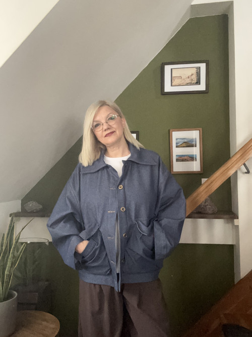Riflová bunda modrá vyteplená