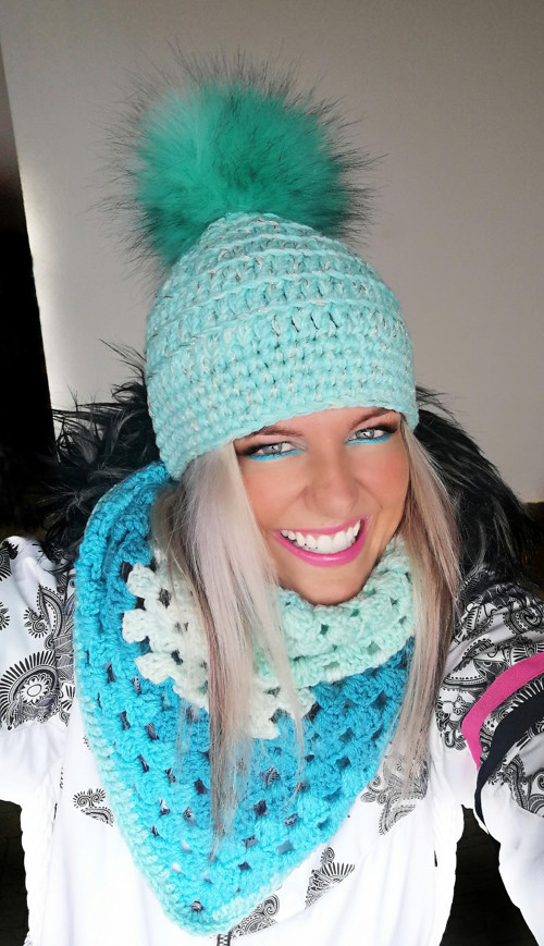 Háčkovaná sada 2v1 (kulich + šátek)