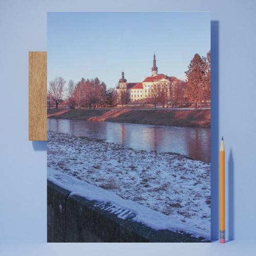 Klášter Hradisko v zimě – foto pohlednice