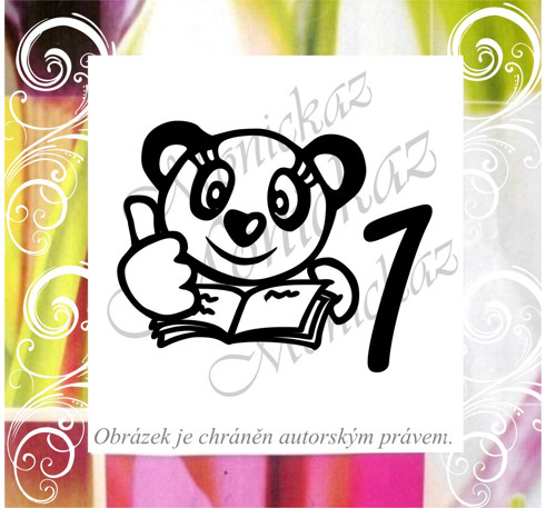 Jednička panda palec nahoru. Razítko. — foto 1