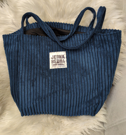 Manšestrová taška-Shopper - tmavě modrá