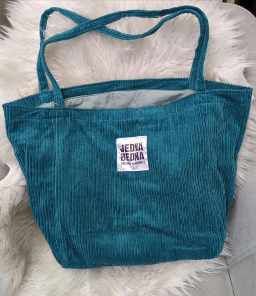 Manšestrová taška-Shopper - tyrkysová