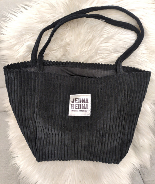 Manšestrová taška-Shopper - černá II.