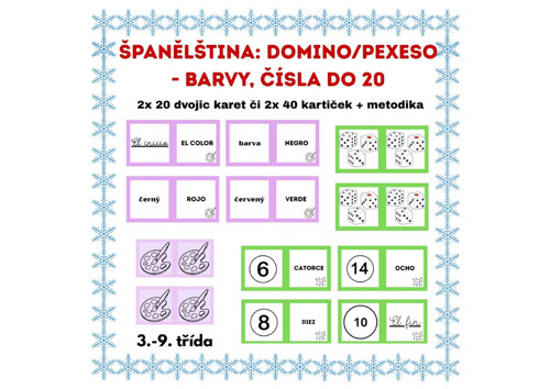 Španělština: domino/pexeso - barvy, čísla do 20