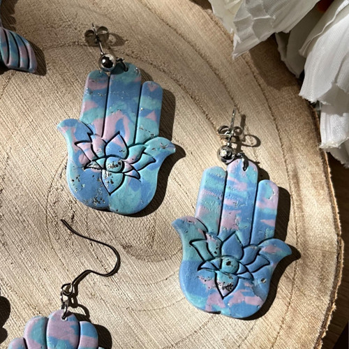 Náušnice Hamsa pastelové