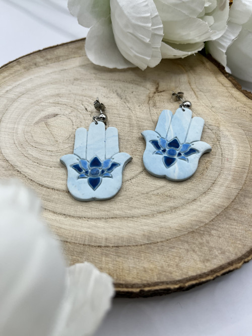 Náušnice Hamsa modré