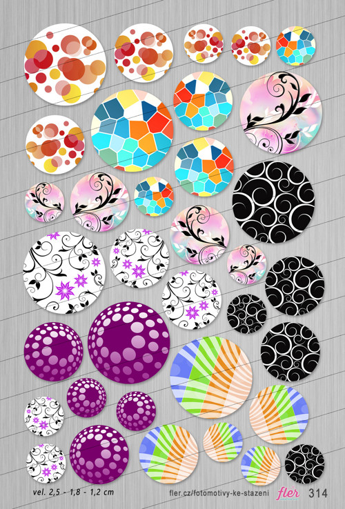 Motivy vel. 25,18,12 mm - mix motivů