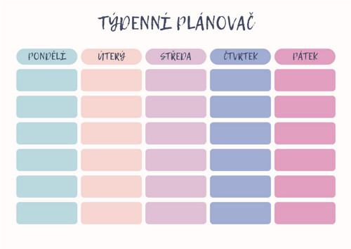 Týdenní plánovač - pracovní týden (PDF k tisku)