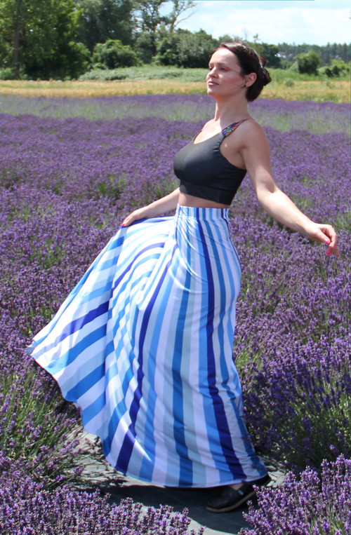 Blue stripes - maxi sukňa pasikatá