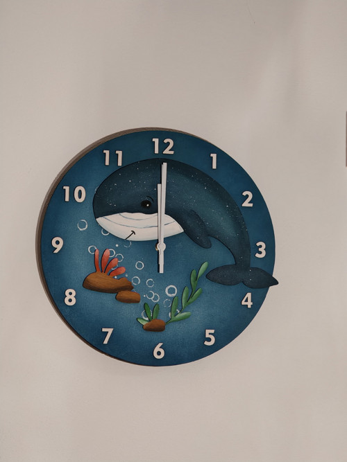 Ručně vyrobené dřevěné hodiny - Oceán