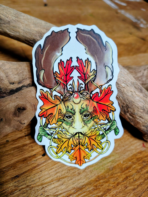 Samolepka Zelený muž podzimní ilustrace