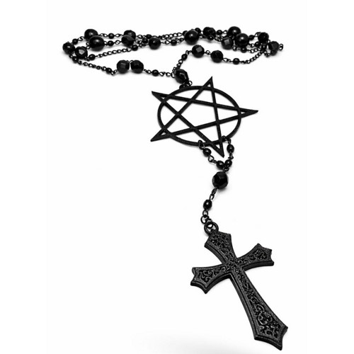 Satanic Rosary Pentagram a kříž Krucifix