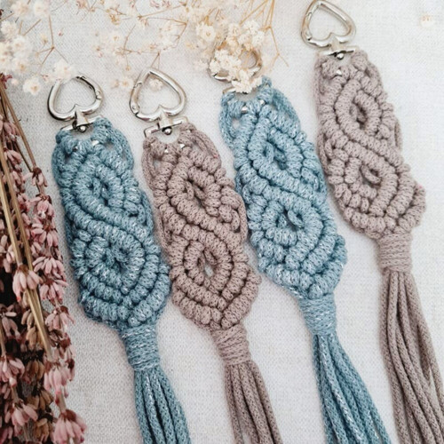 Klíčenka macramé BOHO - barva Vavřín