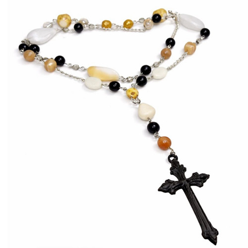 Occult Rosary Kříž black creme krucifix