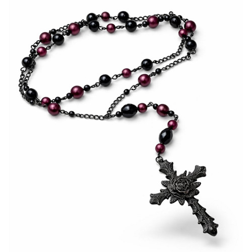 Occult Rosary Kříž black burgundy krucifix