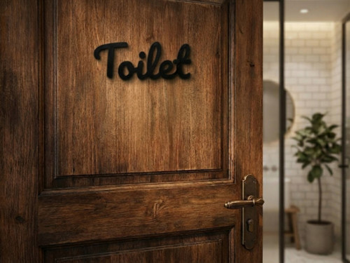 Designový nápis na dveře WC / Toilet - Černý