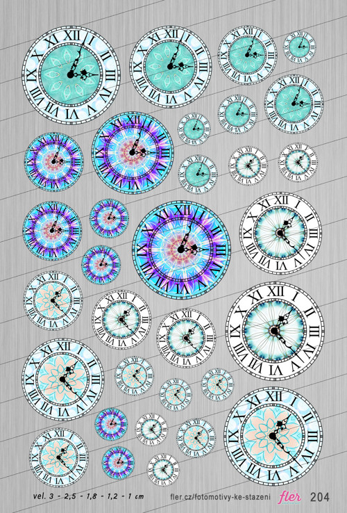 Motivy vel. 30,25,18,12,10 mm - hodiny s mandalou