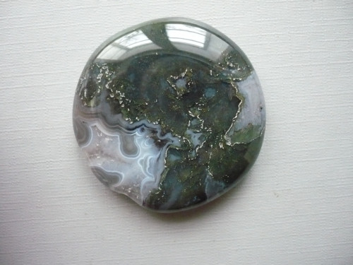 Placka - achát mechový 44 mm, č.973