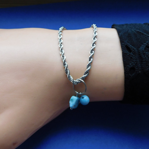 Náramek -nerez ocel, larimar