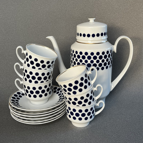 Puntikovaný porcelánový servis pro 6 osob, Weimar