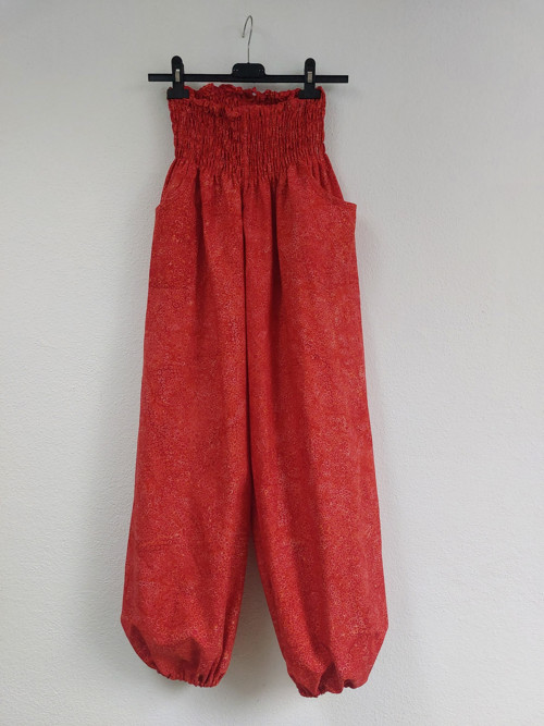 Turecké kalhoty červené-bali batik