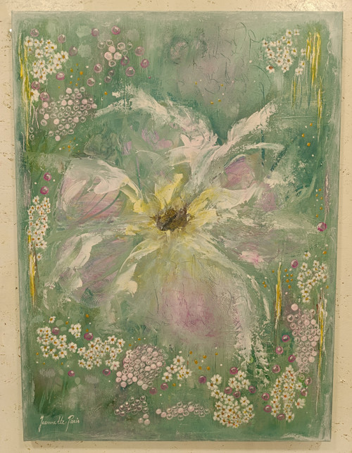 389. Tyrkysová zahrada plná květů, 78x58 cm