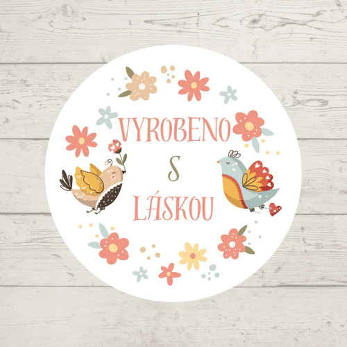 Arch 24 ks samolepící etikety Vyrobeno s láskou