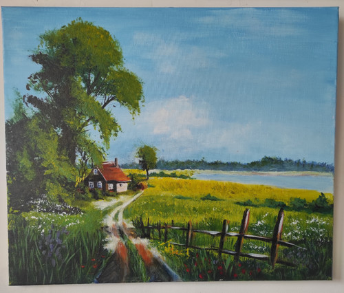 Domek u řeky 60x50 cm