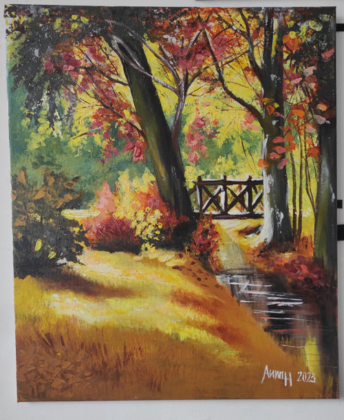 Podzimní les – 40 × 40 cm