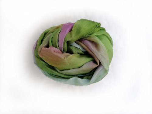 "green&lilac" hedvábná šála, 150x40 cm