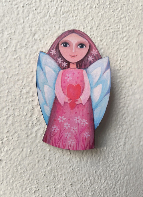 Malovaný andílek se srdíčkem, 10 cm