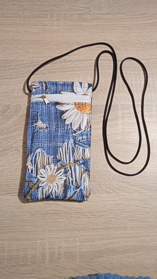 Taška na mobil kopretina jeans s popruhem paracord