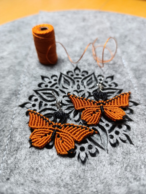 Macramé náušnice *butterfly*