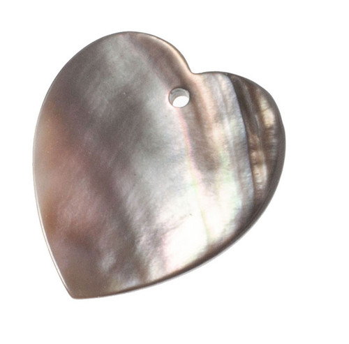 Perleť black lip - přívěsky srdce, 19x22 mm