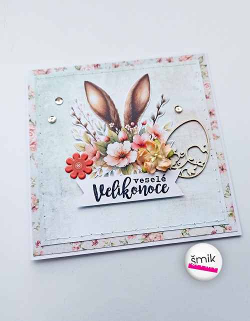 Velikonoční přání s ušima "Amidst the Roses"