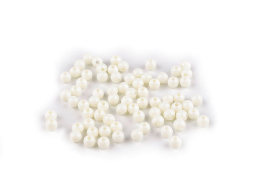 Plastové korálky 6 mm (10g) - krémová