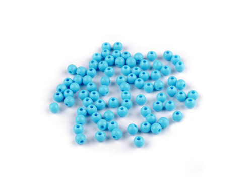 Plastové korálky 6 mm (10g) - modrá azuro