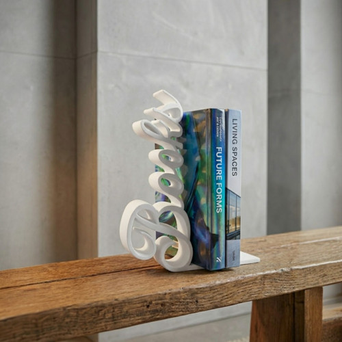 Zarážka na knihy BOOKS - moderní dekorace - Bílá