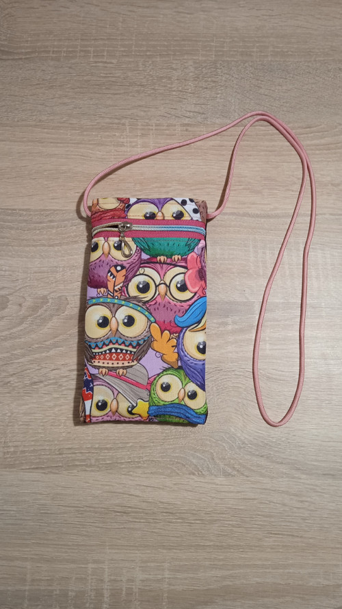 Taška na mobil sovičky s popruhem paracord