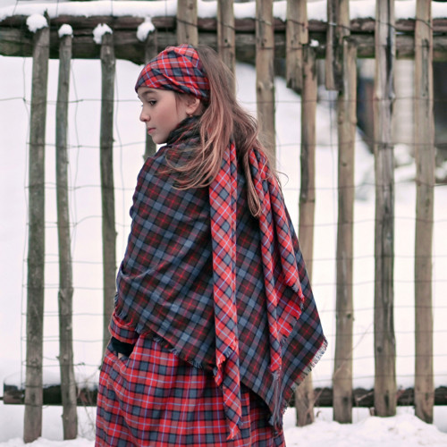 Pásek / čelenka / šálka. Flanel, tartan do červena