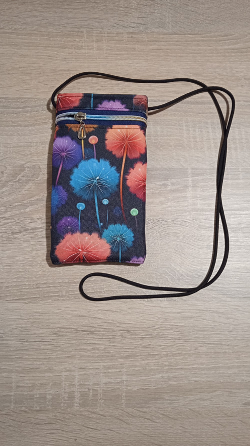 Taška na mobil barevné pampelišky, popruh paracord