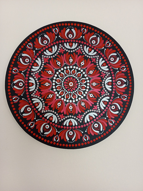 Mandala " Plamen lásky" - průměr 40 cm