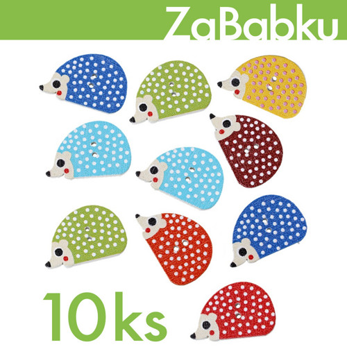 VÝPRODEJ: 10ks - Dřevěné knoflíky - Ježek